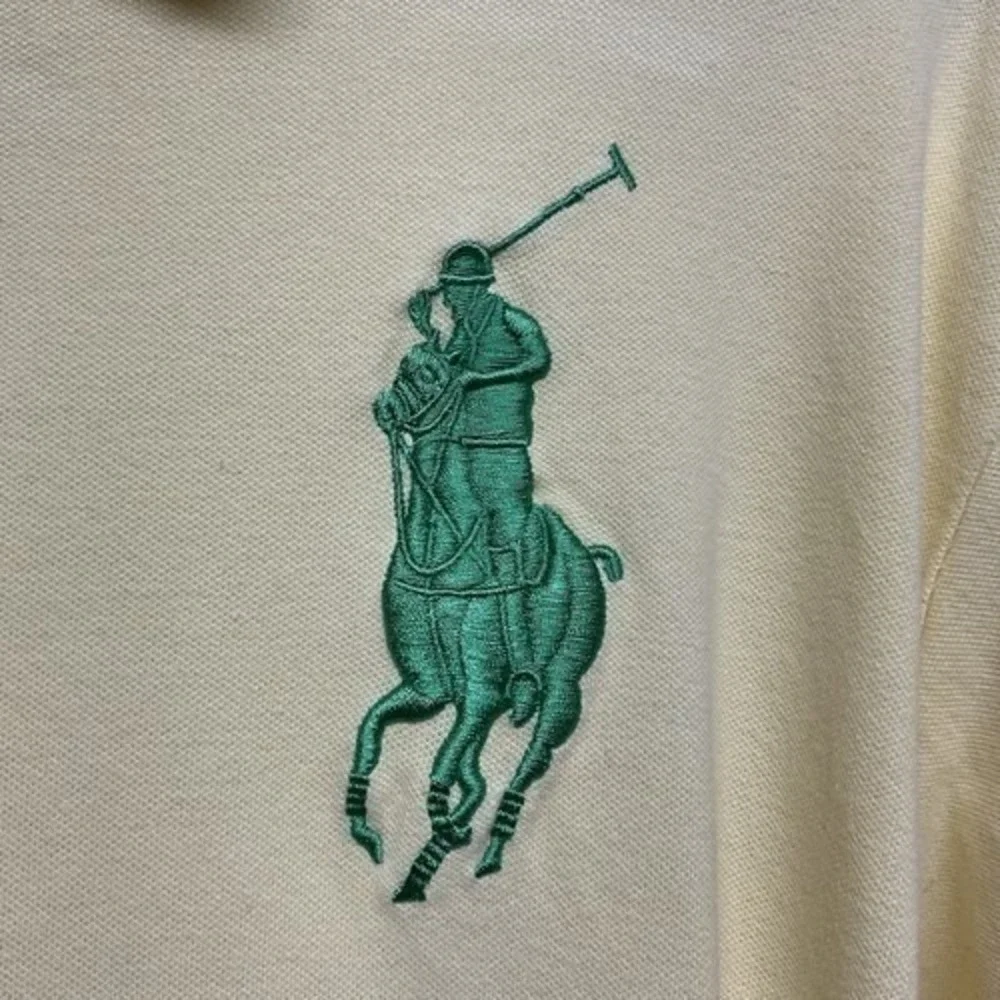 Polo Ralph Lauren Custom Fit Yellow Big Pony Long Slv. Polo Shirt Men XL Cotton